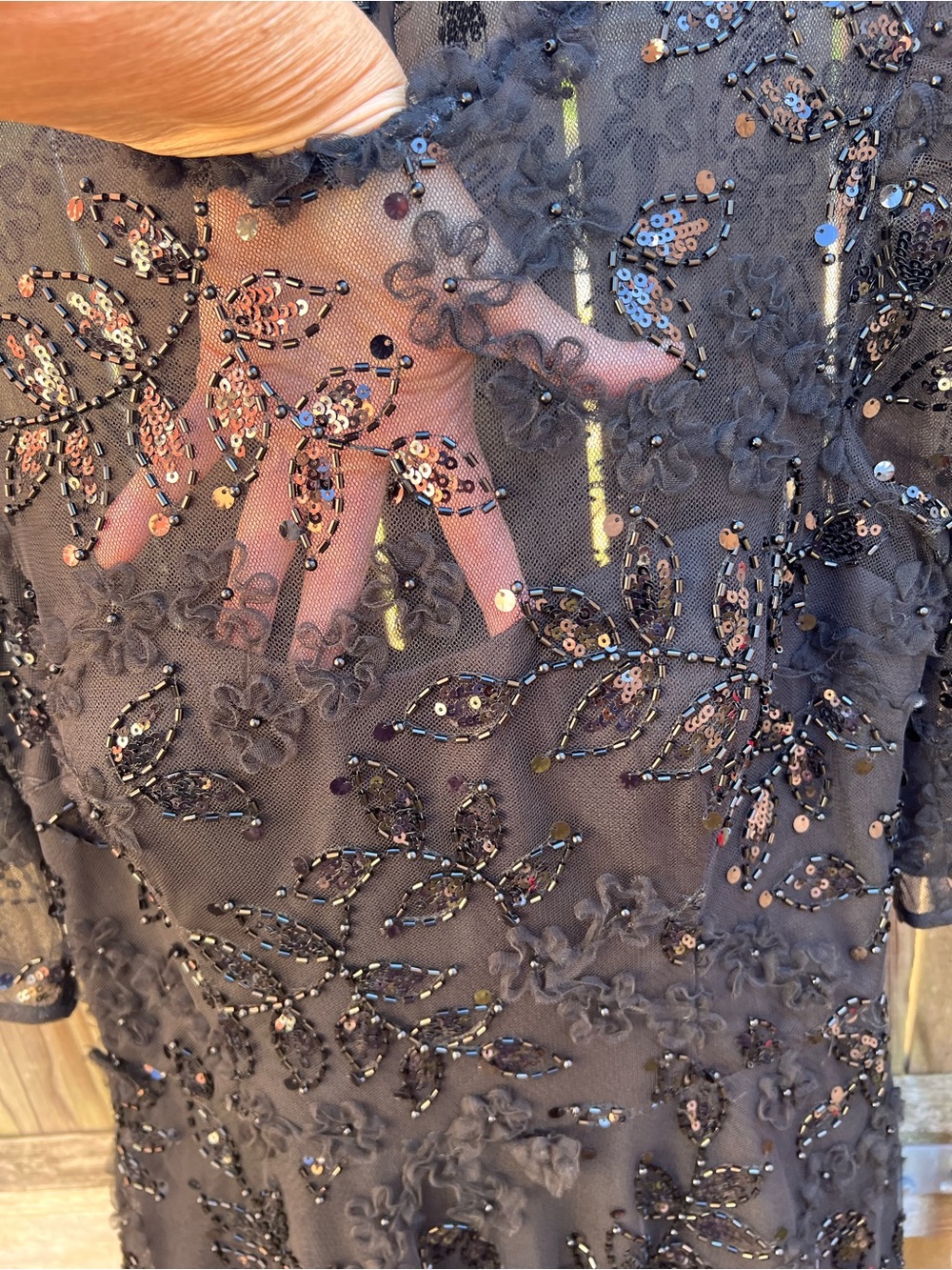 Rickie Freeman for Teri Jon Black Beaded Embellished Midi Dress - Picture 5 of 9
